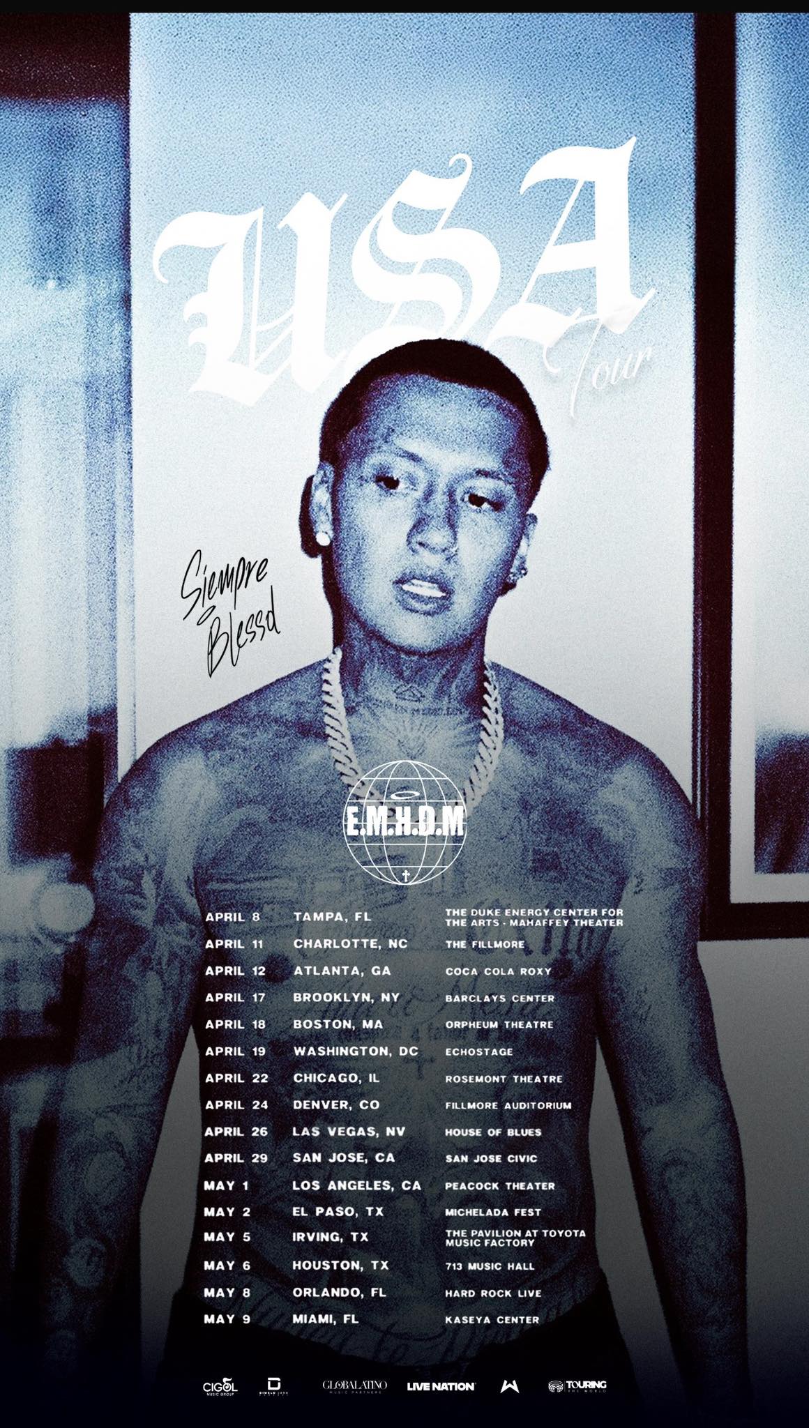 Blessd El Mejor Hombre Del Mundo Tour Poster 2026