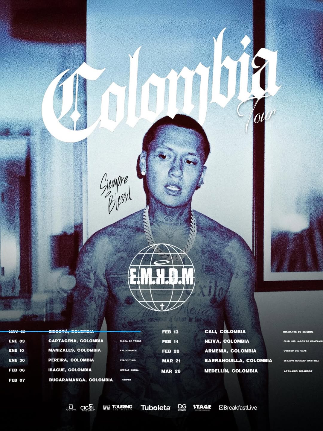 Blessd El Mejor Hombre Del Mundo Tour Poster 2026